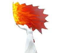Wuchieal Drapeau de culte léger en mousseline de soie, 133 x 114 cm, drapeau de danse prophétique avec motif flamme de feu pour ministère d'église, noir, jaune, rouge