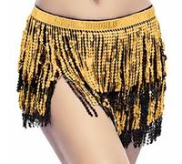 Wuchieal Jupe de danse du ventre - Écharpe de danse - Ceinture de danse latine - Écharpe de hanche, Noir et doré, Taille Unique