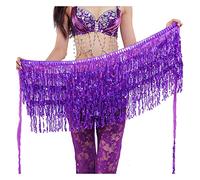 Wuchieal Jupe de danse du ventre - Écharpe de danse - Ceinture de danse latine - Écharpe de hanche, violet, taille unique