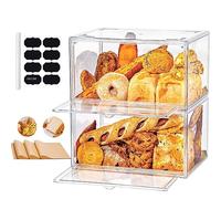 Wuciray Boîtes à Pain Transparente avec 50pcs Papier Sulfurisé Etiquette Huche Paniere Corbeille huche à pain corbeille a pain Fraîcheur Durable