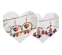 WuCuifu Boucles d'oreilles Independence Day Colorful Trend! Boucles d'oreilles en perles de cristal artificiel rouge et blanc, ornées d'éléments du drapeau national, scintillent à votre moment de