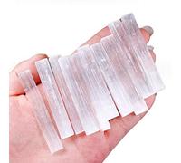 Wudaizhi 10 Morceaux de bâtonnets de Cristal de sélénite Naturel, Gypse Blanc, bâtonnet de sélénite Brut, spécimen de minéraux Rugueux, Pierres de guérison pour Reiki, Chakra
