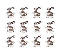 Wudaizhi 12pcs Bunny Pâques Anneaux De Serviettes De Pâques Anneaux De Serviettes De Lapin Metal Porte-bagues De Table pour La Fête De La Fête De Pâques Dîner Dîner Spring Table Décoration, Argent