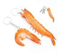 Wudaizhi 2pcs Simulation PVC Crevette Keychain Crevet Clés De Nourriture Animal Kids Jouet Sac Sac Sac À Dos Ornement Féminin Bijoux