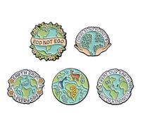 Wudaizhi 5 Pièces Dessin Animé Environnement Terre Série Amusant Animal Océan Circulaire Emblème en Métal Bracelet Broche Jour De Terre Broche en Métal Environnement Dessin Animé Épingles Badge