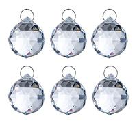 Wudaizhi 6 pièces 30mm Clair Cristal Boule prismes facettes Cristal Pendentif Cristal Attrape-Soleil Suspendu Boule de Cristal décoration de la Maison