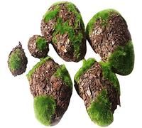 Wudaizhi 6pcs / Emballage Faux Mousse Verte Mousse Pierre Artificielle Fleur en Bois Micro-Paysage Herbe Plante De Compagnie De Compagnie