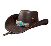 Wudaizhi Chapeaux De Cowboy Ouest en Cuir pour Hommes Femmes Automne Hiver Vintage Panama Cowgirl Jazz Chapeaux Sombrero Hombre Caps