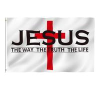 Wudaizhi Drapeau Jésus, la Voie, la vérité, la Vie, 90 x 150 cm, 90 x 150 cm, Couleurs Vives, résistant à la décoloration, Polyester avec Deux œillets et Double Couture.