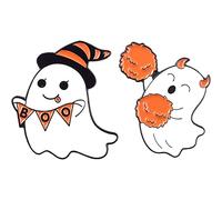 Wudaizhi Halloween Brooch Fantôme Mignon 2pcs Dessin Animé Broche Fantôme Badges D'épingle Halloween Pins Pour Femmes/Hommes