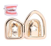 Wudaizhi Hip Hop Hollow Open Face Double Dents Capes Dents De Dents Couverture Punk Grills Cap Cosplay Party Party Rappeur Bijoux Dents Décor