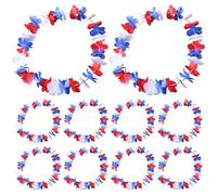 Wudaizhi Lot de 10 Guirlandes De Fleurs Rouges, Blanches Bleues, Décorations du 4 Juillet, Collier De Fleurs Luau Hawaïen, Cadeaux De Fête d'anniversaire pour Le Jour De L'indépendance