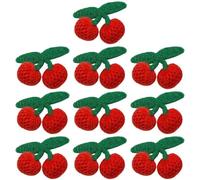 Wudaizhi Lot de 10 Petits Objets Décoratifs Faits Main Au Crochet, en 3 Styles Différents : Raisins, Cerises Autres Fruits.