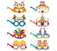 Wudaizhi Lot De 8 Lunettes en Papier pour Anniversaire, Thème Engins De Chantier Clown De Cirque, Accessoires De Fête Foraine pour Baby Shower