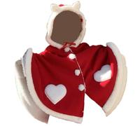 Wudaizhi Manteau châle Lolita Style Preppy Hiver Doux Manteau Lolita Mignon Oreille de Chat à Capuche épaissir Garder au Chaud Vintage lâche Cape extérieur en Tissu pour Fille