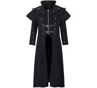 Wudaizhi Manteau Queue-de-Pie Steampunk Vintage pour, Style Médiéval Gothique Victorien, Uniforme d'halloween, Costume De Cosplay, Col Montant