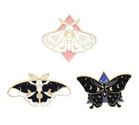 Wudaizhi Moth Papillon Enamel Épingles Personnalisé Moon Phase Broche Sac Vêtements Pin Revers Badge Gothic Badge Bijoux Cadeau pour Enfants Amis