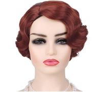 Wudaizhi Perruque Synthétique des Années 1920 pour Femmes, Perruque Courte Ondulée avec Doigts, Courts Bouclés, Costume De Cosplay d'halloween, Perruques De Fête pour Femmes