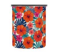 Wudan Boîtes de rangement en acier inoxydable avec couvercles pour fleurs d'hibiscus tropicales, boîtes à café, boîtes de rangement pour collations, bonbons, 500 ml