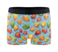 Wudan Boxer bleu dessin animé coloré poivre cloche sous-vêtements hommes évacuation de l'humidité sous-vêtements slips, Poivron coloré bleu dessin animé, X-Large