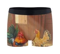 Wudan Boxer de compression pour homme Motif poulets dans une grange, Poulets dans une grange, Small