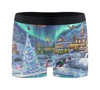 Wudan Boxer pour homme Motif village de Noël, Nuit du village de Noël, Small
