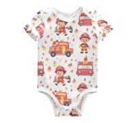 Wudan Camions de pompiers Flamme et crocodile Pompier Bébé Garçon Body manches courtes Coton pour bébé fille nouveau-né tout-petit 3M, Camions de pompiers Flamme et Crocodile Pompier Vieux, 24 mois