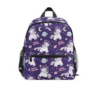 Wudan Dreaming Unicorns Space Purple Sac à dos pour enfants Sangle de poitrine Sacs à livres pour enfants pour camping M