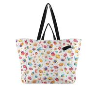 Wudan Grand sac fourre-tout de grande capacité, sac d'épicerie, sac de plage pour homme, spa, douche, dessin animé, monstres et insectes colorés de style kawaii