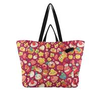 Wudan Grand sac fourre-tout en toile de grande capacité pour la cuisine, la piscine, pour homme, enterrement de vie de jeune fille, cadeaux de Noël, biscuits, monstres, dinosaures