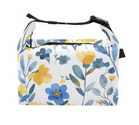 Wudan Little Spring Sac à déjeuner isotherme étanche pour les travailleurs du jardinage Motif fleurs bleues et jaunes