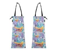 Wudan Lot de 2 sacs poubelle à ouverture élastique pour voiture Motif licornes et chevaux, Aquarelle mignonne licorne cheval conte de fées, Taille unique