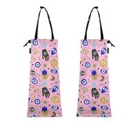 Wudan Lot de 2 sacs poubelle pliables à suspendre pour camion Motif mauvais yeux Rose, Dessin animé mauvais yeux rose, Taille unique