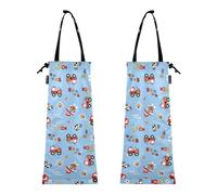 Wudan Lot de 2 sacs poubelle pliables pour voiture - Motif camion de lutte contre les incendies - Bleu, Voiture mignon camion de lutte contre l'incendie bleu, Taille unique