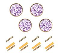 Wudan Lot de 4 boutons d'armoire modernes de 3,2 cm pour armoires - Cœurs violets