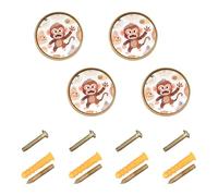 Wudan Lot de 4 boutons d'armoire modernes de 32 mm pour armoire, mignons singes et visages d'animaux