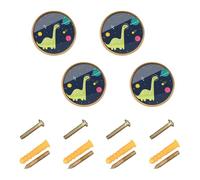 Wudan Lot de 4 boutons et poignées d'armoire de cuisine de 32 mm, boutons muraux à suspendre pour armoires, dinosaures, astronautes mignons