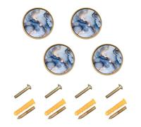 Wudan Lot de 4 boutons et poignées d'armoire de cuisine modernes de 32 mm pour tiroirs de commode, marbre bleu et or rose