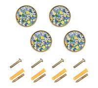 Wudan Lot de 4 poignées d'armoire de 32 mm pour tiroirs de commode, fleurs printanières, raisin de l'Oregon