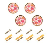 Wudan Lot de 4 poignées et boutons de commode de 3,2 cm pour tiroirs de commode, aquarelle, bonbons gélifiés aux cerises