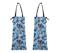 Wudan Monster Cartoon Cars Trucks Lot de 2 sacs poubelle de voiture pliables pour siège arrière de voiture Bleu, Monster Cartoon Cars Trucks Bleu, Taille unique