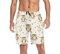 Wudan Pantalon de pyjama pour homme avec poches Motif chouettes et fleurs Taille S, Jolies fleurs de hiboux de dessin, Large