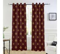 Wudan Royal Lily Rideaux occultants rétro Motif fleur de lys Rouge 213,4 cm de long pour décoration de fenêtre