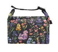 Wudan Sac à déjeuner noir Hosta avec fleurs d'orchidée, lavande, pour enfants, enseignants, sac à déjeuner vertical pour l'école et la maternelle, Fleurs Orchidée Lavande Hosta Noir, one size