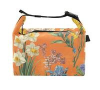 Wudan Sac à déjeuner réglable pour enfants, motif jonquilles, jonquilles, Snapdragon, iris orange, pour les travailleurs de la construction