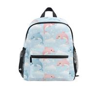 Wudan Sac à dos avec poches pour garçons - Sac à dos pour étudiants - Pour parc d'attractions, Dauphin Dream Bleu ciel, S