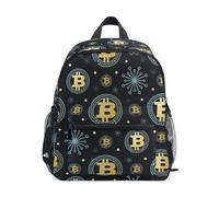 Wudan Sac à dos avec sangle de poitrine pour enfants, Motif numérique d'hiver Bitcoin, M