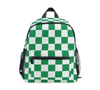 Wudan Sac à dos de voyage pour enfants avec poches pour biberons, sac à livres pour garçons et filles, sac à livres pour la maternelle, Carreaux verts et blancs, Medium