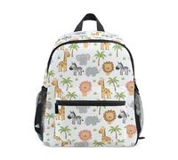 Wudan Sac à dos d'école avec sangle de poitrine pour enfants et étudiants, Animaux sauvages africains blancs, M