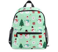Wudan Sac à dos d'école imperméable pour enfants avec bretelles réglables, Ours polaire bonhomme de neige, Small, Décontracté | Sac à dos imprimé pour tout-petits garçons filles sifflet préscolaire